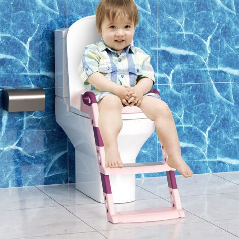 SWANEW WC Riduttore Water per Bambini Portatile & Pieghevole Vasino Sedia con Scaletta & Sgabello da Viaggio Rosa