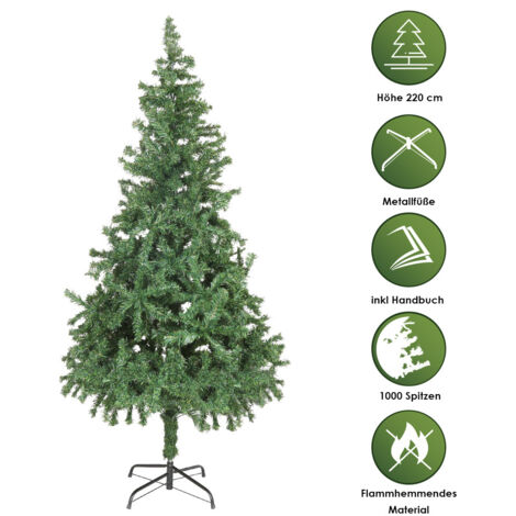 SWANEW Weihnachtsbaum 220cm Künstlicher Tannenbaum mit Stände Christbaum Baum Tanne Weihnachten Christbaumständer mit Schnellaufbau Klappsystem für Weihnachten-Dekoration