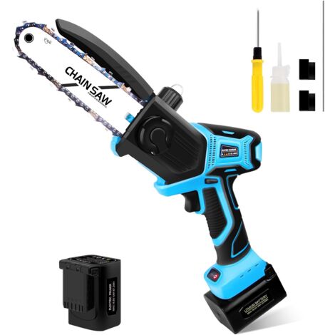 SWANSOFT 6 Pouces Tronconneuse a Batterie, Tronconneuse Electrique sans fil à Une Main avec Batterie au Lithium 16.8v 2x4Ah pour la Coupe du Bois, du Verger et des Olives