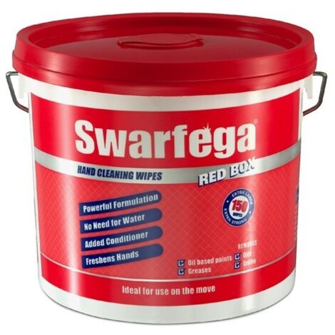 Swarfega SRB150W Red Box Heavy-Duty Trade Hand Wipes (150) SWASRB150W