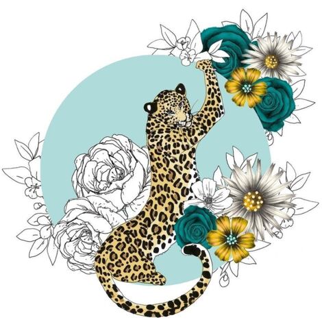 Swarovski card square CL1424 Cheetah flowers