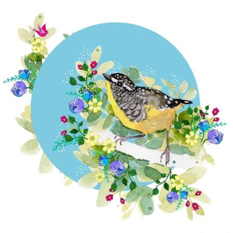 Swarovski card square CL2007 Uccello giallo