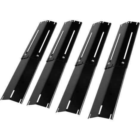 SWAWIS 4 Set 29.8-53.3cm Plaque Chauffante Universelle pour Grill, Acier Inoxydable 430 Dompteur de Flammes Réglable pour BBQ, pour Landmann Outback Brinkmann(Noir)