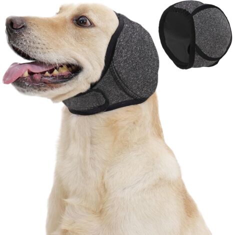 Sweat à capuche apaisant pour chien, bonnet de bain imperméable pour soulager l'anxiété, suppression du bruit, protection des oreilles pour hématome, feux d'artifice, bain (gris, taille L)