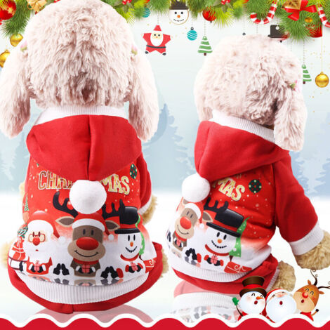 Sweat à Capuche Chien Chat Manteau d'automne d'hiver Chaud pour Animaux de Compagnie de Noël Vêtements de Chien de Coton avec Bouton De Plein air Combinaison de Chien pour Petits Chiens - L