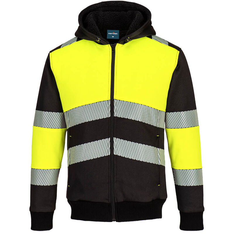 Sweat à Capuche Dhiver Zippé Pw3 Class 1 - Xl - Jaune/noir - Portwest