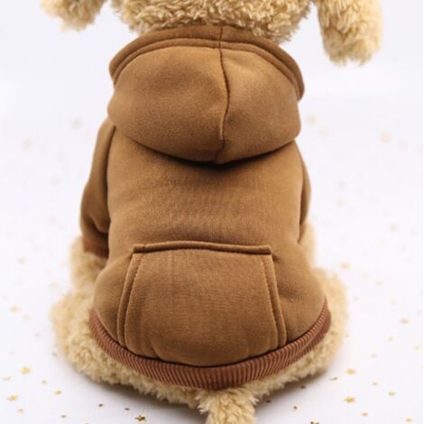 Sweat à Capuche pour Chat Vêtements pour Chien en Coton avec Manteau d'hiver et Poche extérieure,Pull de chien d'hiver pull à de Noël (Brun,L)