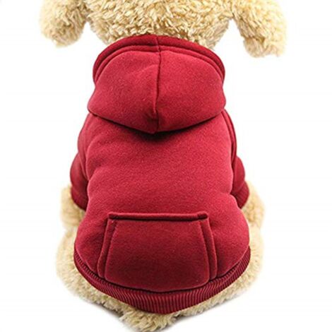 Sweat à Capuche pour Chat Vêtements pour Chien en Coton avec Manteau d'hiver et Poche extérieure,Pull de chien d'hiver pull à de Noël (Rouge,M)