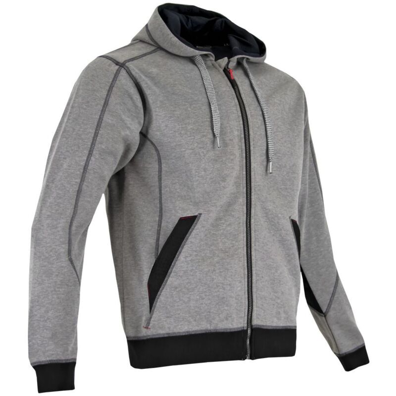 Sweat à capuche zippé renforcé en oxford LMA MADRIER Gris / Noir S