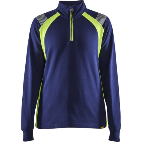 Sweat à zip de travail femme 3403 - Marine/Jaune fluo L