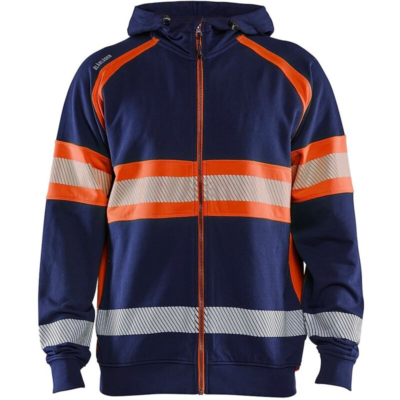 Sweat de travail à capuche haute visibilité 3552 - Marine/Orange S