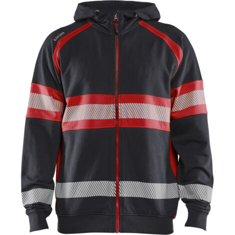 Sweat de travail à capuche haute visibilité 3552 - Noir/Rouge fluo XS