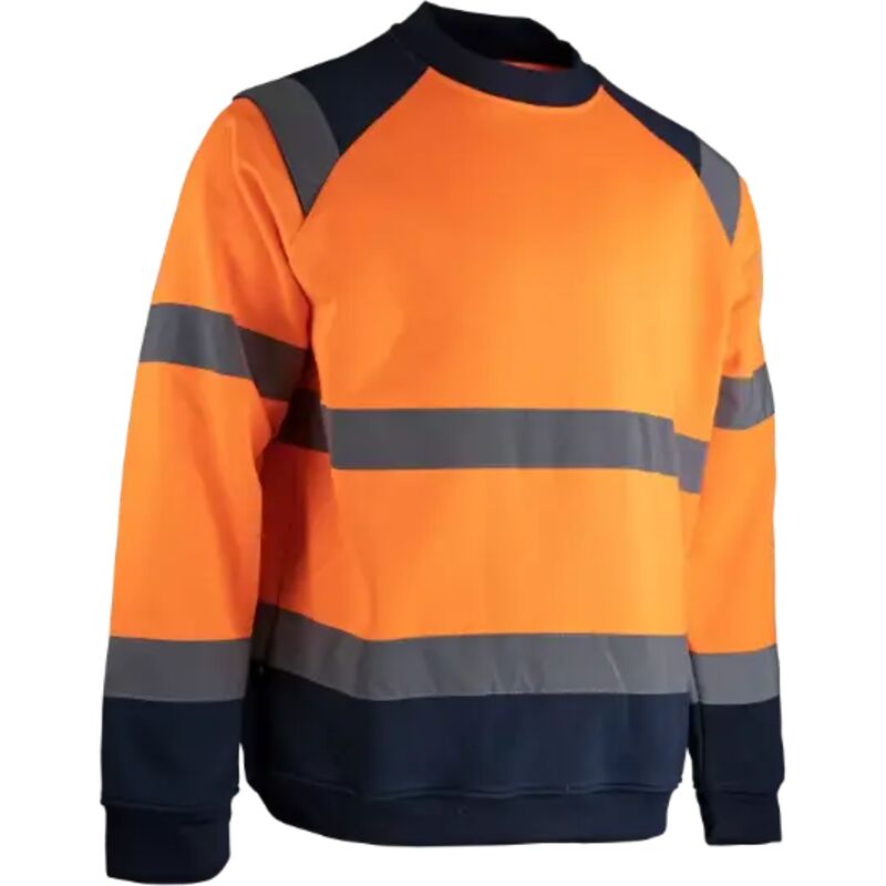 Sweat haute visibilité à col rond orange fluo/Marine T.3XL - LMA - 8083
