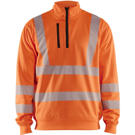 Sweat de travail col zippé haute visibilité 3564 - Orange L