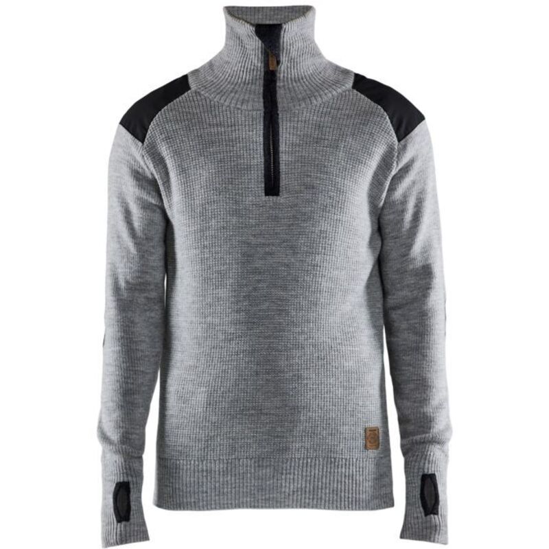 Sweat en laine col zippé Blaklader Gris Chiné l