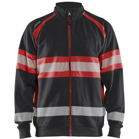 Sweat de travail zippé haute visibilité 3551 - Noir/Rouge fluo XXL