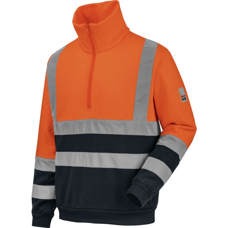 Sweat de travail zippé haute visibilite Orange/Marine l