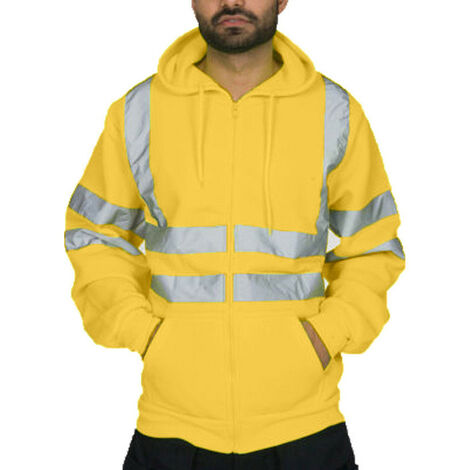 Sweat et capucin sécurité zippé, veste de travail réfléchissante, veste thermique en polaire chaude-jaune-XL
