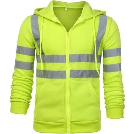 Sweat et capucin sécurité zippé, veste de travail réfléchissante, veste thermique en polaire chaude-vert-XL-RAPANDA