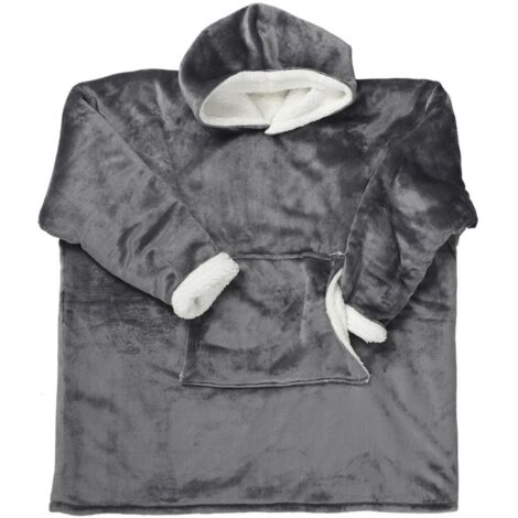 Sweat Gris à Capuche Intérieur Sherpa, Idéal pour Moments Cocooning