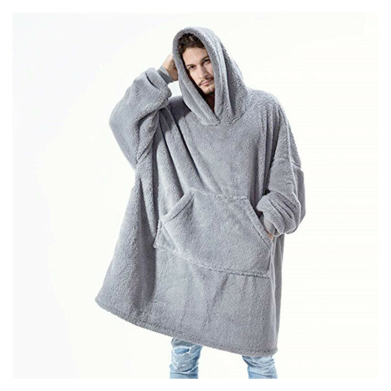 Tigrezy-Sweat Plaid a Capuche Adulte Plaid Polaire avec Manche Femme Homme Couverture à Capuche avec Manche Poches Portables, Plaid Pull Couverture