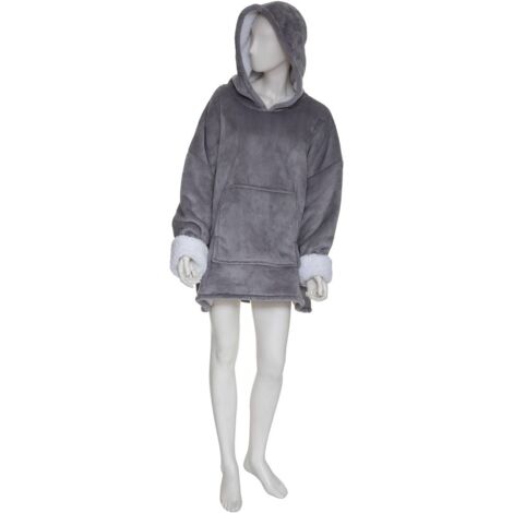Sweat plaid à capuche Gris Perle 90x120 cm