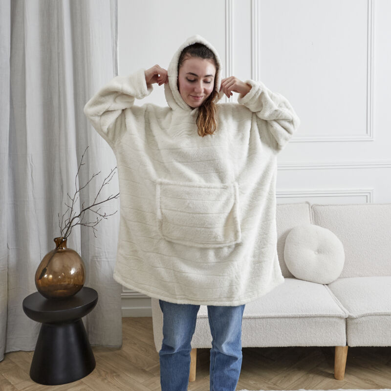 Sweat Plaid Fausse Fourrure Blanc