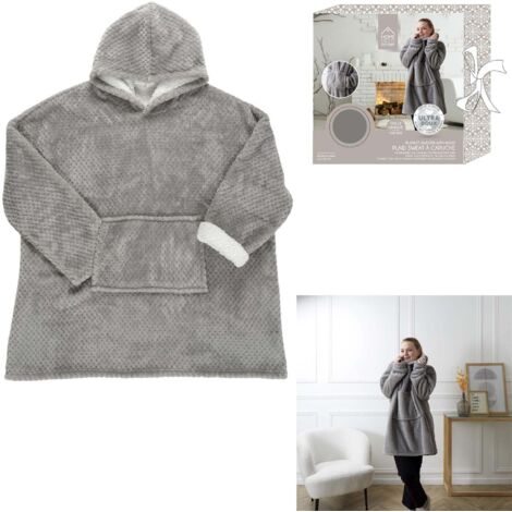 Sweat Plaid Velours Nid D'abeille Gris Clair