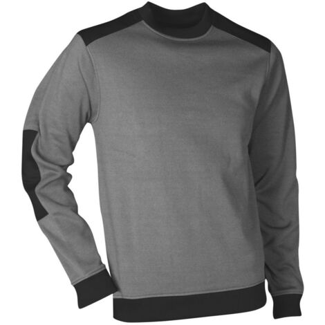 Sweat polaire col rond empiècements épaules et coudes - ATLANTA - Gris / Noir