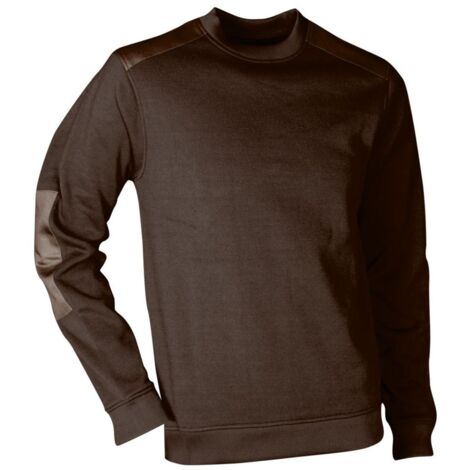 Sweat polaire à col rond avec empiècements épaules et coudes - ATLANTA - Marron