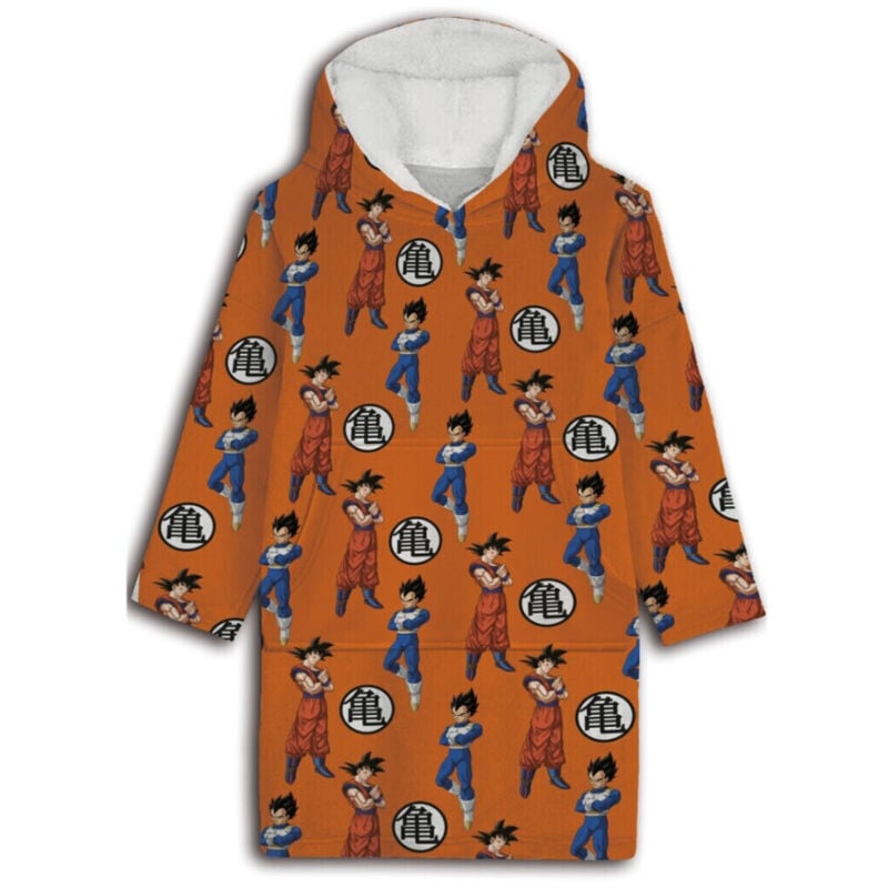 Sweat en polaire Dragon Ball z oversize orange avec motifs - Taille enfant