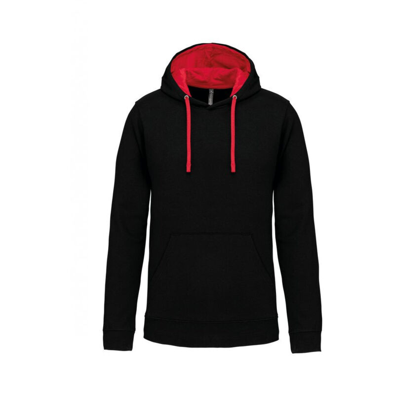 Sweat-shirt à capuche contrastée Kariban homme Noir / Rouge l