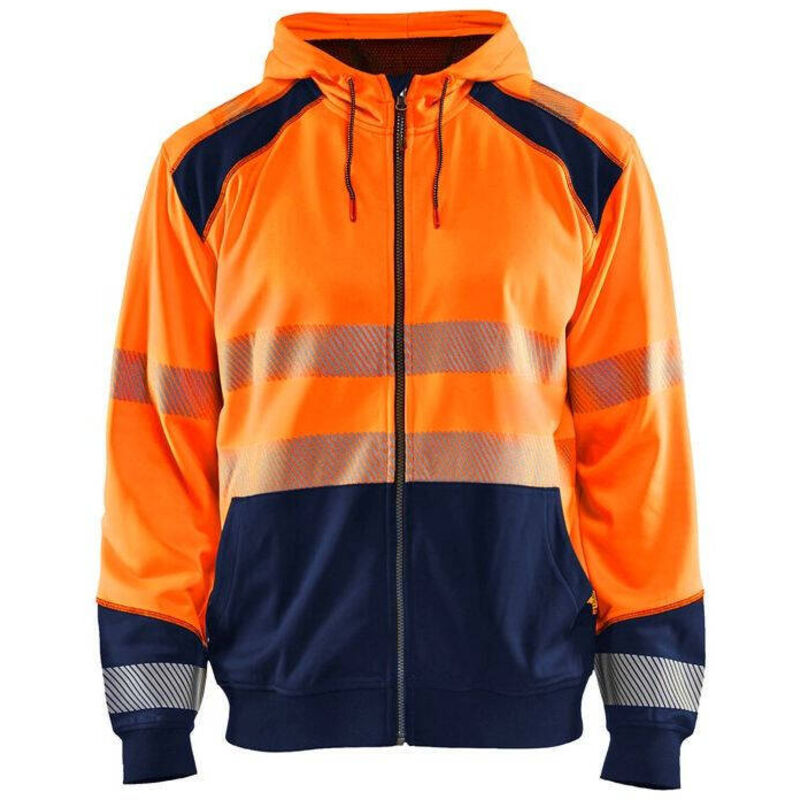 Blaklader - Sweat de travail zippé à capuche haute visibilité 3546 - Orange fluo/Marine xs