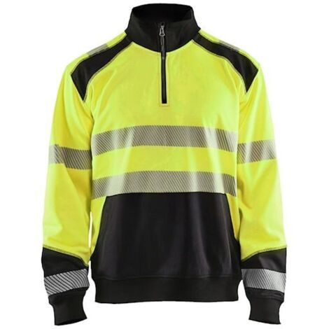 Sweat shirt col camionneur haute visibilité Blaklader Classe 2 Jaune / Noir S