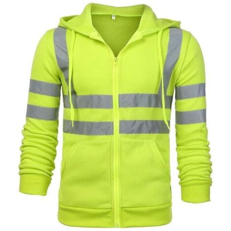 Sweat-shirt de sécurité à fermeture éclair et capuche, veste de travail réfléchissante, veste thermique polaire chaude – vert – 3XL – RAPANDA