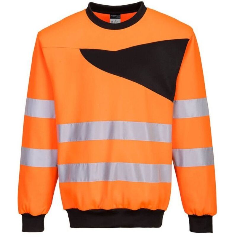 Sweat-shirt haute-visibilité à col rond PW2 couleur : Orange/Noir taille 4XL Portwest