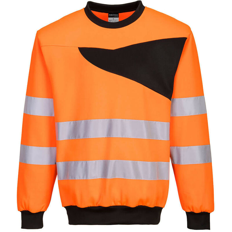 Sweat-shirt haute-visibilité à col rond PW2 couleur : Orange/Noir taille s Portwest