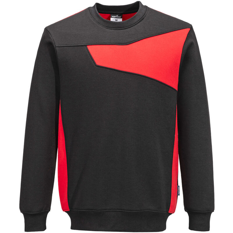 Sweat-shirt ras du cou pw2 - taille xl - noir/rouge Portwest