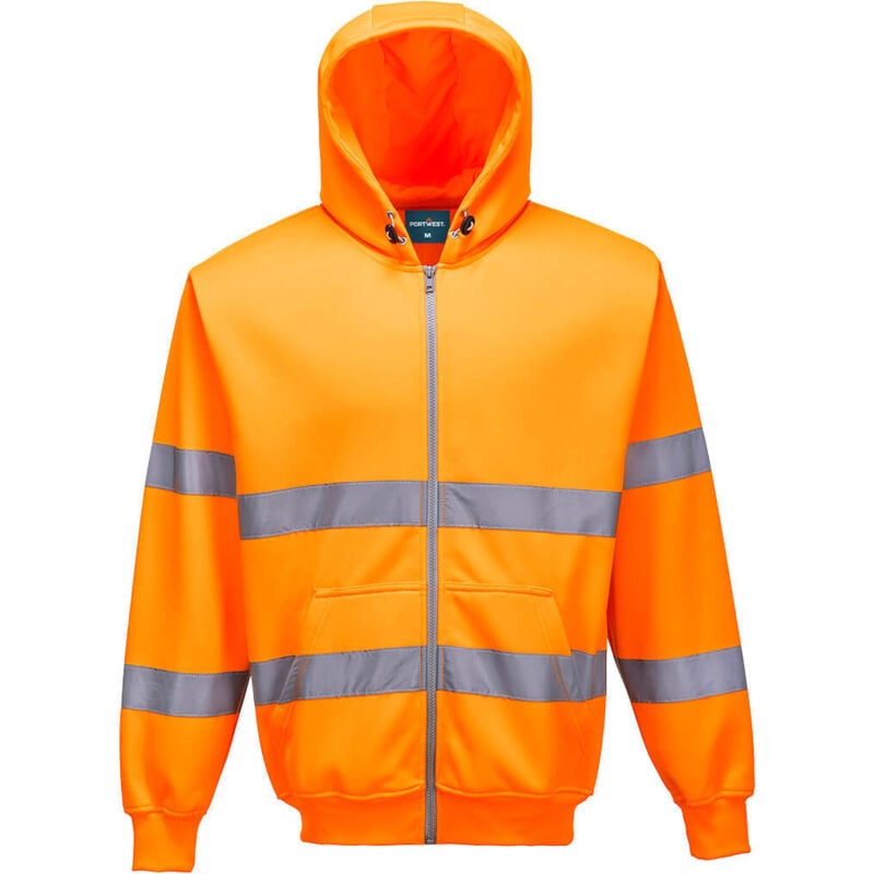 Sweat zip HiVis à capuche couleur : Orange taille l Portwest
