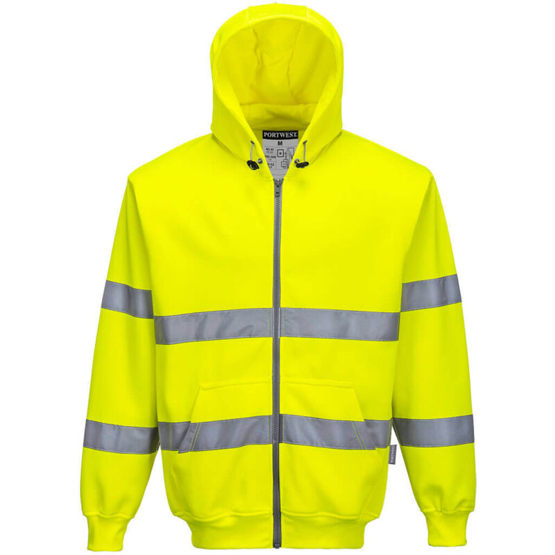 Sweat shirt zip central à capuche haute visibilité Portwest Jaune s
