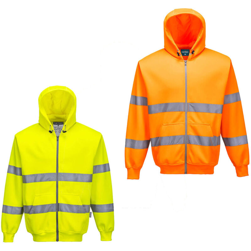 Sweat shirt zip central à capuche haute visibilité Portwest Jaune l
