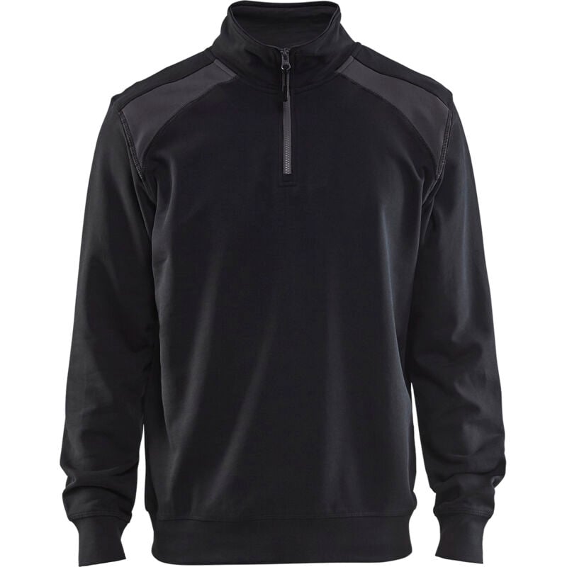 Sudadera de trabajo con cuello tipo camionero bicolor 3353 - Negro/Gris oscuro S