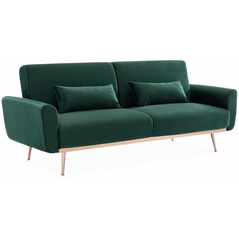 sweeek - 2-3-Sitzer Design Sofa mit Samtbezug, Samt, Grün