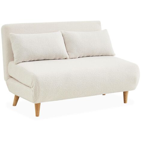 sweeek - 2-Sitzer Schlafsofa mit Bouclé-Bezug