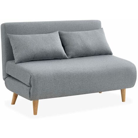 sweeek - 2-Sitzer-Sofa mit Stoffbezug, Holzfüße, Stoff, Hellgrau