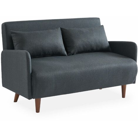 sweeek - 2-Sitzer Sofa, Stoff, Dunkelgrau