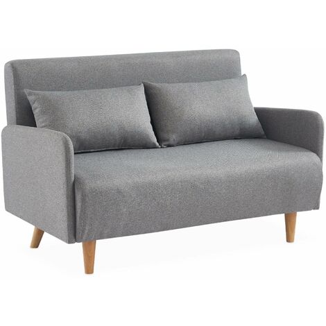 sweeek - 2-Sitzer Sofa, Stoff, Hellgrau