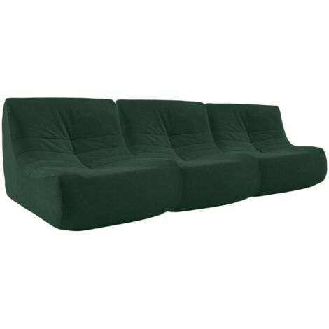 sweeek - 3er-Set Sessel ohne Armlehne mit wasserabweisendem Samtbezug, Samt, Grün