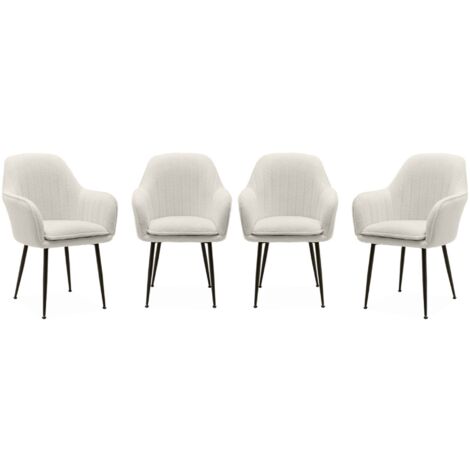 sweeek - 4er Set Bouclé Sessel mit Metallbeinen