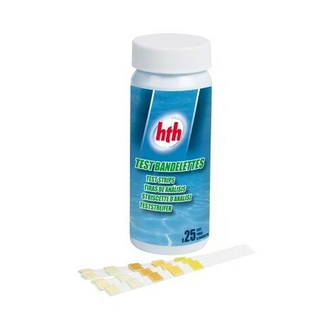Sweeek – Bandelettes de test pour analyse eau piscine et spa – 25 unités – Analyse pH, chlore, brome, alcalinité, dureté – HTH